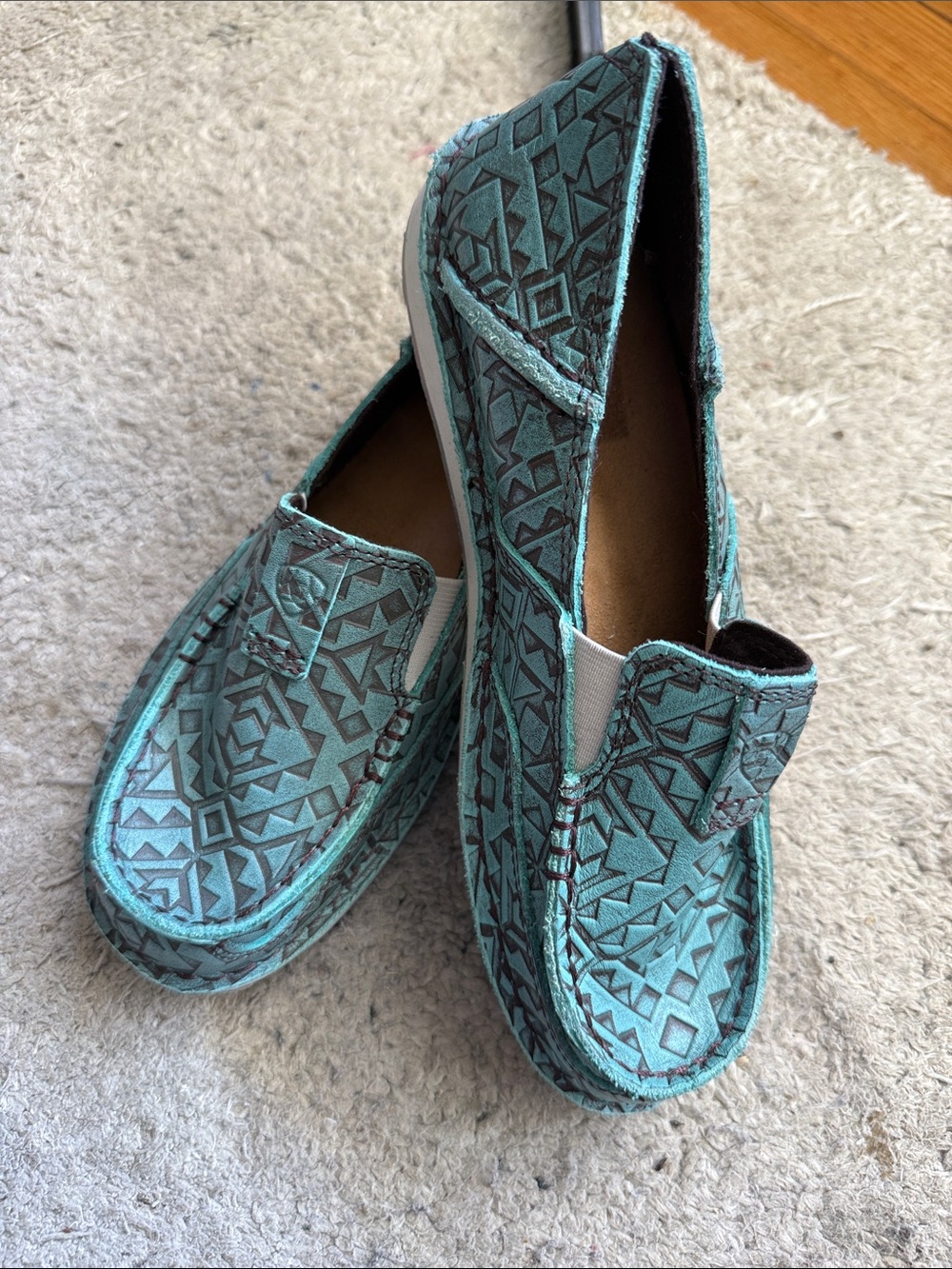 Ariat Teal Geometric Slip-On Loafers